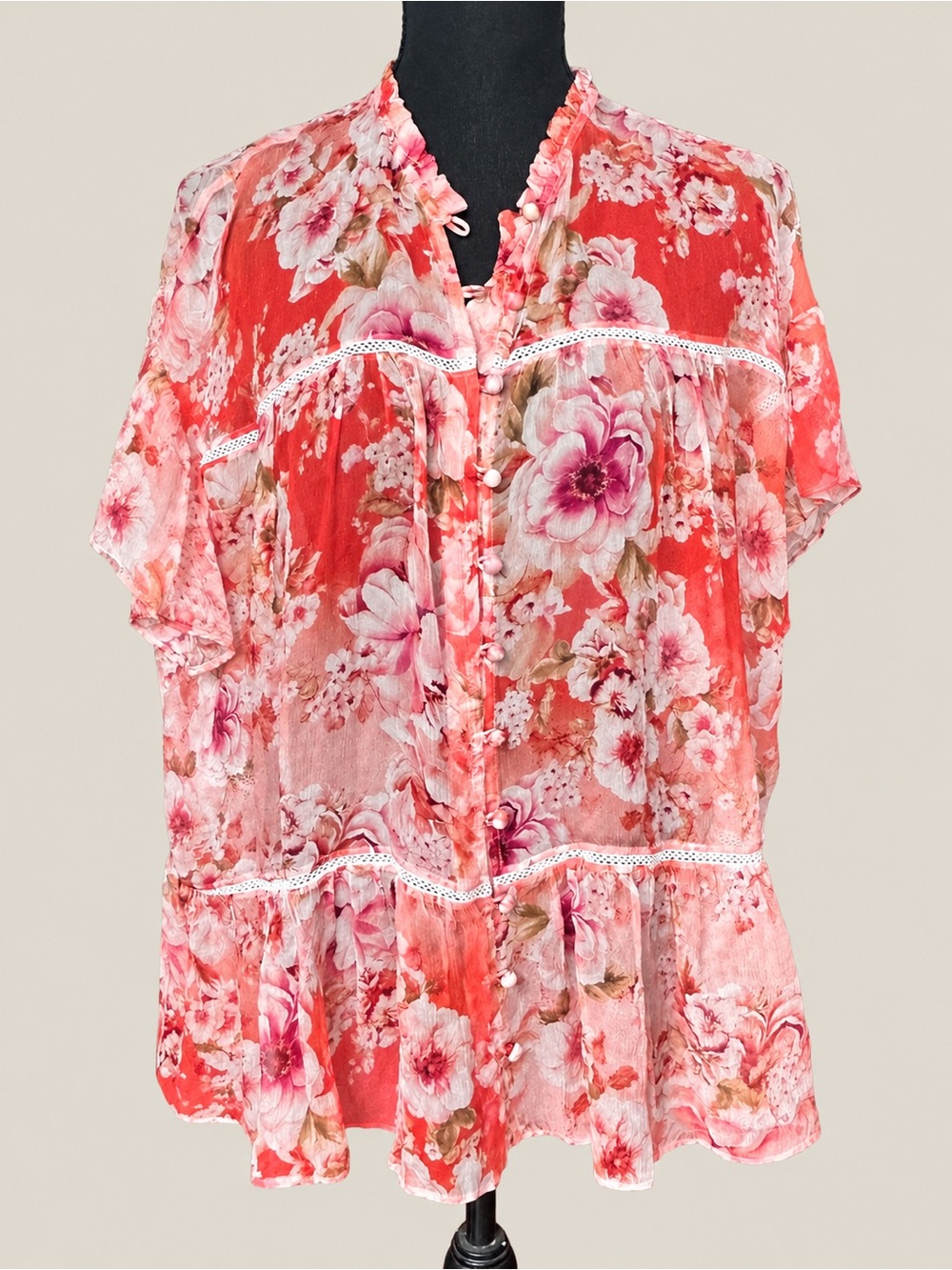 Johnny Was Yours Truly Silk Floral Blouse Size M NWT